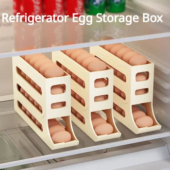 Šaldytuvas Kiaušinių Laikymo Dėžutė Virtuvės Kiaušinių Dėžutės Saugojimo Kiaušinių Dėžutės Didelės Talpos, Skirta Kiaušinių Dėžutės Kiaušinių Riedėjimo Kiaušinių Laikymo Dėžutė