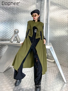 Korėjos Stiliaus Streetwear Moterų Kostiumas Apykaklės, Rankovių Vest 2023 M. Rudenį Naujų Prarasti Plonas Plonas Juosmens Cardigan Vidutinio ilgio Liemenė
