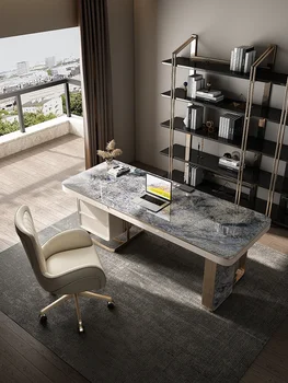 Paprasta ir didelio dydžio prabangos akmens stalas vila, aukštos kokybės safyras biuro stalas, studijų dizainerio naujas stilius