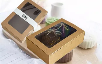 Naujas 18*12*5cm kraft popieriaus dovanų dėžutė su plastikinių langų cupcake mooncake slapukai 
