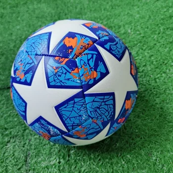 Blue & White Star Futbolo Asmeninę Rankų darbo PU Odos Futbolo 5 Mokymo Kamuolius Patvarus Rungtynės Kamuoliukus su Nemokama Siurblys
