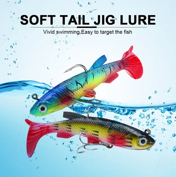 PROBEROS 1PCS Roll uodega apvynioti sukelti Žuvų Minkštas Masalas 7.5 cm/13.5 g 3D akis Imituojamas Mažai Žuvų Viliojimo Masalas 5 spalva