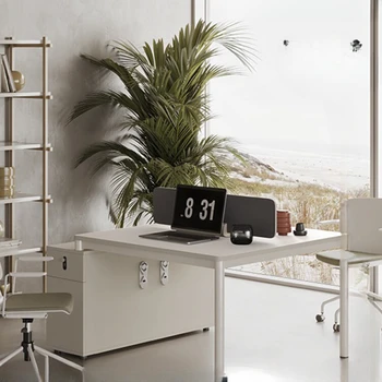 Biuro stalas, minimalistinio modernaus darbuotojų ekraną, keturių 4/6 sėdimos vietos, white 2-pozicija darbuotojai stalas ir kėdė derinys