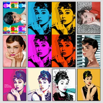 Mados Žvaigždė Audrey Hepburn Abstraktusis Menas, Tapyba, Plakatas Drobė Spausdina Sienos Menas Nuotraukas Kambarį Namų Dekoro Estetika