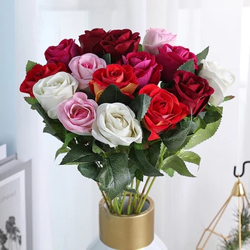 10 Galvų Dirbtinės Gėlės, Bijūnai Šilko Dirbtinių Rožių Žiedai Netikrą Gėlių Puokštė Namų Vestuvių Dekoravimui Valentino Dienos Dovanos