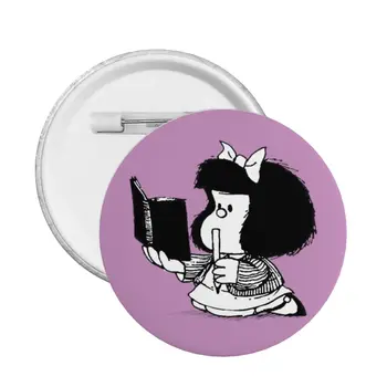 Mafalda Su Notepad Pin Atgal Mygtukai Užsakymą Quino Komiksų, Animacinių filmų Sagė Ženklelį už Skrybėlės Pinback Gimtadienio Dovana