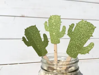 BLIZGUČIAI cupcake rėžtuvės žalias kaktusas vestuvių baby shower gimtadienio dekoracijas maisto susitvarko šalies prekių