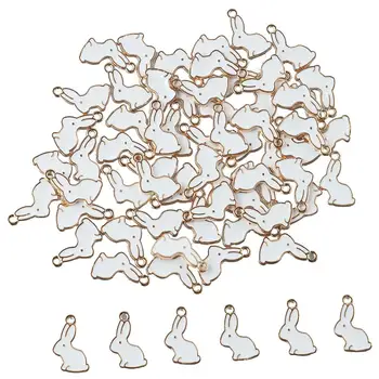 100 Vnt Easter Bunny Žavesio 11*17mm Lydinio Emalio Lydinio Triušis White Rabbit Emalio Pakabukai Papuošalai Priėmimo