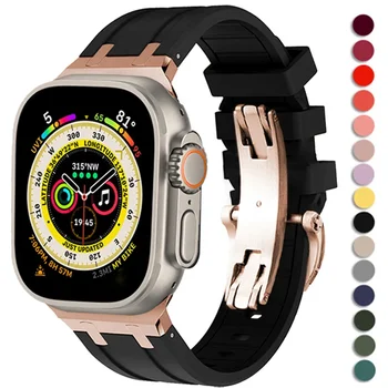 Silikono Dirželis Apple Watch Band Ultra 2 49mm Sporto Minkštas Apyrankė iwatch serija 9 8 7 41 45mm 6 5 4 SE 44mm 42mm 38 40mm