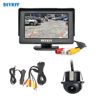 DIYKIT Laidinis 4.3 colių HD LCD Ekranas Galinio vaizdo Stebėti Automobilių Stebėti Mini Automobilių Cam Automobilio Galinio vaizdo Kamera, Atbulinės eigos Sistema