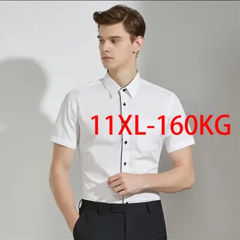 Šviesos prabangūs vyriški trumpomis rankovėmis marškiniai didelis dydis 11XL 10XL 9XL naujų verslo laisvalaikio drabužiai slim socialinės vientisos spalvos suknelė 160KG
