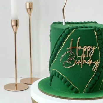 1pc Happy Birthday Cake Toppers Aukso Akrilo Cupcake Topper Gimtadienio Tortas, Papuošimai Vestuvių Baby Shower Kepimo Desertas Dekoras