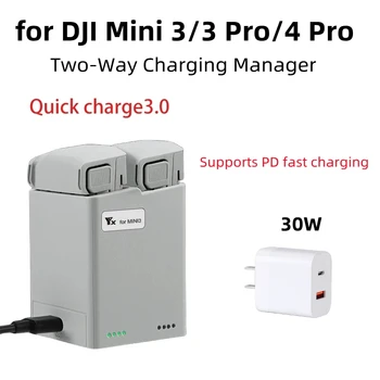 Už DJI Mini 4 Pro/Mini Pro 3 Dviejų krypčių Įkrovimo Hub Šeimininkė, USB Įkrovimo QC3.0 Įkrovimo Vadovas Priedų