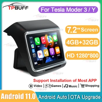 TPBUFF už Tesla Model Y 7.2 colių Žaidėjas Android11 Player Multimedia 3 Galinė Panelė, Oro Kondicionierius Kontrolės IPS 2023