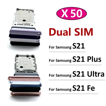 50Pcs/Daug, Originalios Samsung Galaxy S21 Plus Ultra / S21 Fe Dual Sim Kortelės lizdas plokštelės Laikiklį, Remontas, Dalys
