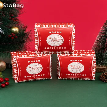 StoBag-Kalėdų Vakarėlį Dygsniuotas Maža Kvadratinė Dėžutė Pakuotės Keptos Snaigės Trapumą Slapukus su Apledėjimo Nuga Saldainiu Apdailos Super