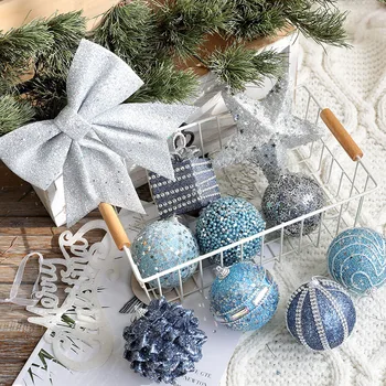 Kalėdų Dekoracijas 2024 Kalėdų Kamuolys Tiffany Mėlyna Putų Kamuolys Blizgančiais Medžio Pakabukas Lankas, Namų apyvokos Prekės, Nauji Metai Pardavimas