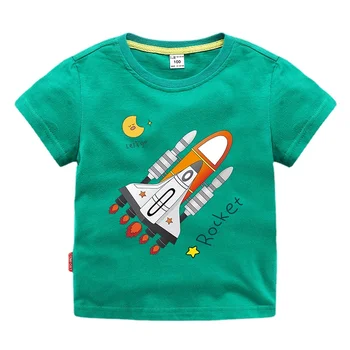 2023 Vasaros Kūdikių Berniukų marškinėliai Vaikas Animacinių filmų Plokštumos Erdvėje UFO Astronautas Spausdinti Trumpas Rankovės Marškinėliai Medvilnės Viršuje Tees Vaikų Drabužiai