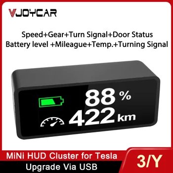 Vjoycar Naujas Mini Grupių Paslėptas HUD Metro Tesla Model 3/Y Ekranas Greitasis Įrankio Baterija Skaitmeninis Prietaisų skydelis Automobilių 2023 Priedai