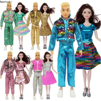 Multi-Color China Drabužius Barbie Lėlės Suknelė Komplektus Mados Kailis Kelnės Už Ken Berniukas Lėlės 1/6 Aksesuarų Vaikams 