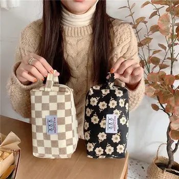 Korėjos Laisvalaikio Plovimo maišelis Pledas Lady Didelio pajėgumo Moterų Kosmetikos krepšys, Rankinė Pieštuko Atveju, lūpų dažai Krepšys