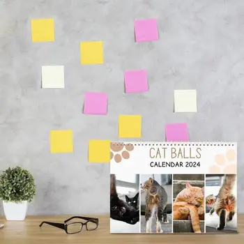 2024 Funny Cat Užpakalis Sieninis Kalendorius Išskirtinį Modelį, Visą Puslapį Mėnesių Storio Tvirtas Popieriaus Katė Butthole Kalendorius Planuotojas