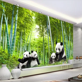 beibehang Užsakymą Žalia Bambuko Miškų Panda Plakato Nuotrauką Freskos Foto Tapetai Gyvenamasis Kambarys su Sofa-tapetai, TV Foną