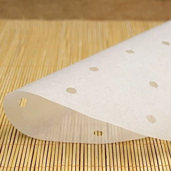 Oro Fryer Pamušalas-100 Lapų Perforuotas Pergamento Popieriaus, Aikštėje Bambuko Virtos Popierius, Suderinamas su Philips,Balta