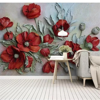 wellyu papel de parede 3D Užsakymą tapetai 3D iškilumo raudoname fone sienos dekoratyvinis dažymas papel parede tapetai