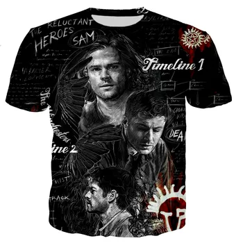 TV Serialas Supernatural Vyrų/moterų 2021 Naujas Mados Cool 3D Antgamtinių Atspausdintas T-shirt Atsitiktinis Individualumą Drabužių Streetwear